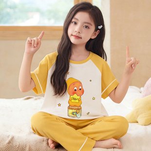 儿童睡衣星星人2026超火女童装套装春夏纯棉少女孩家居服半袖春装