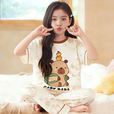 纯棉睡衣女童套装2026新款家居服