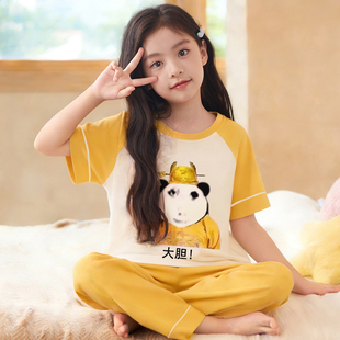 搞怪睡衣女童装2026新款龙图皇帝女孩衣服短袖儿童家居服搞笑套装