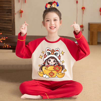 女童红色儿童睡衣2026新款本命年