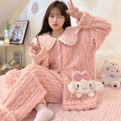 秋冬季睡衣女士玉桂狗珊瑚绒冬装