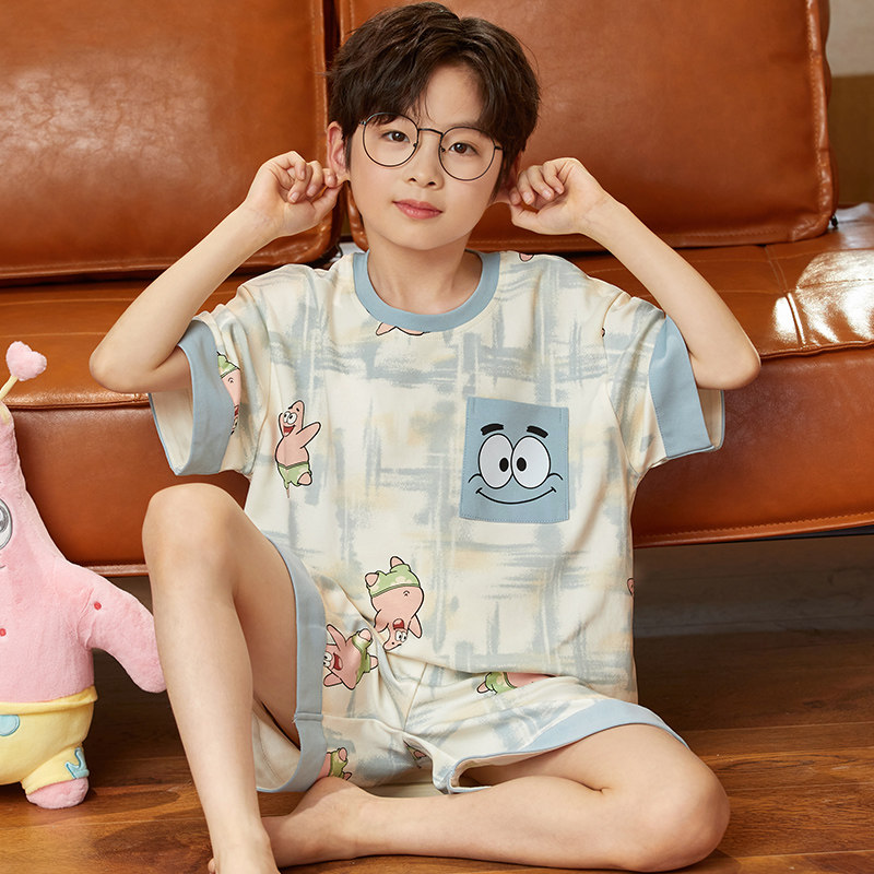 派大星男童睡衣夏季套装2026新款青少年纯棉短袖短裤儿童家居服男