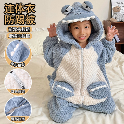 男童连体睡衣2025新款珊瑚绒睡袋