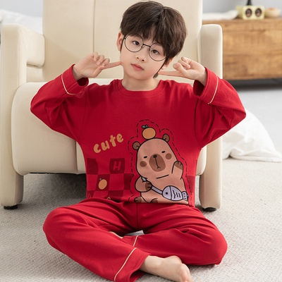 儿童红色本命年内衣套装秋衣马年