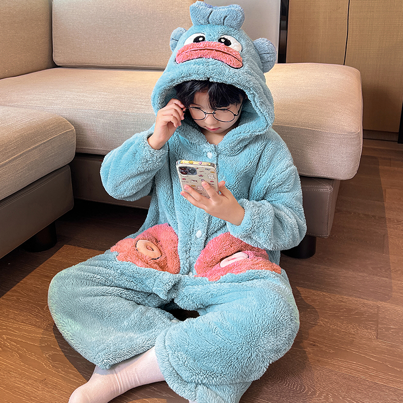 丑鱼连体睡衣男童青少年2025超火