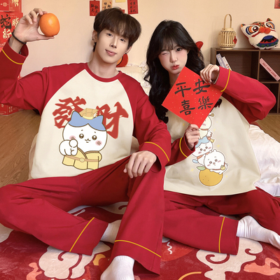 纯棉睡衣女款2025新款高级感红色