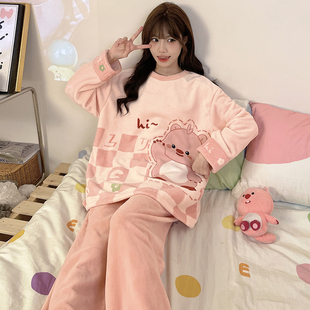 睡衣女童2025新款冬季露比loopy珊瑚绒加厚儿童家居服初中生女孩