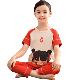 儿童睡衣春夏季纯棉薄款中大童女短袖长裤半袖女孩初中学生家居服