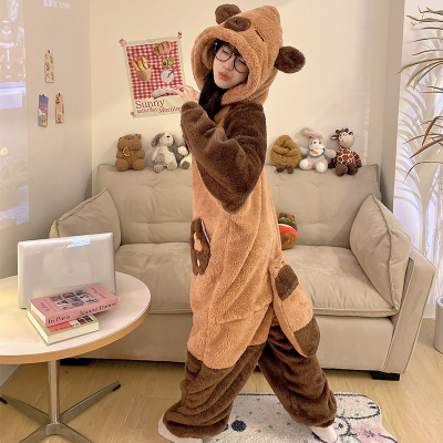 卡皮巴拉睡衣冬季女加绒加厚保暖