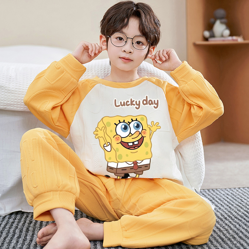 2025新款男童睡衣秋冬季空气棉