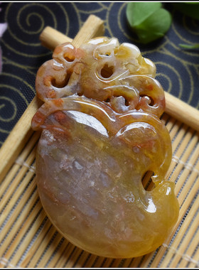 【臻品】天然珊瑚玉吊坠 彩冰果冻料 彩色全玉化珊瑚玉吊坠雕件