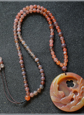 天然毛衣链红色珊瑚玉雕件吊坠