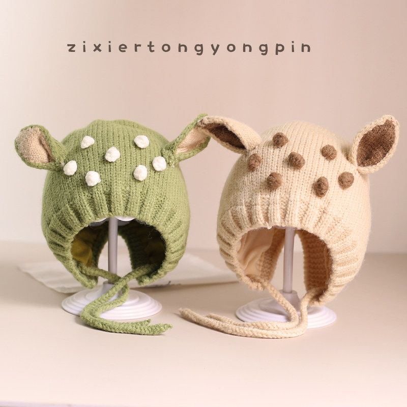 婴儿帽子秋冬季双层加内里护耳帽可爱超萌男女宝宝防风针织保暖帽,童装/婴儿装/亲子装,帽子,淘宝优惠券,粉丝福利购,淘宝优惠卷