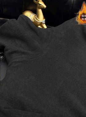 加厚双面发热磨毛打底衫男高领发热黄色上衣修身德绒长袖加绒T恤