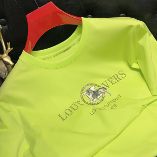 高级感玉蚕丝T恤圆领短袖 男丝光棉抗皱H马潮烫钻真冰丝滑料打底衫