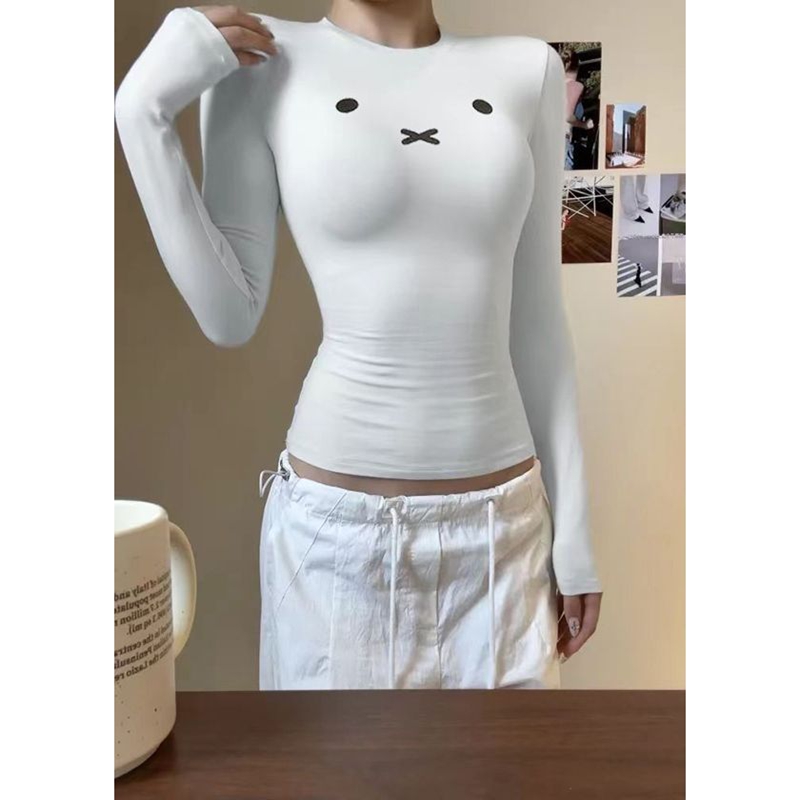 纯欲性感辣妹白色打底T恤女