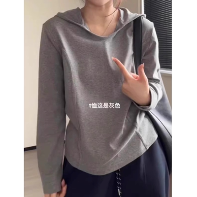 灰色连帽卫衣打底衫女2025