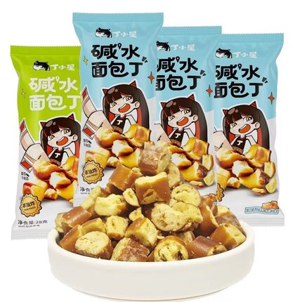 优乐麦丁小星碱水面包丁海盐焦糖味咸香芝士味椒麻味非油炸零食