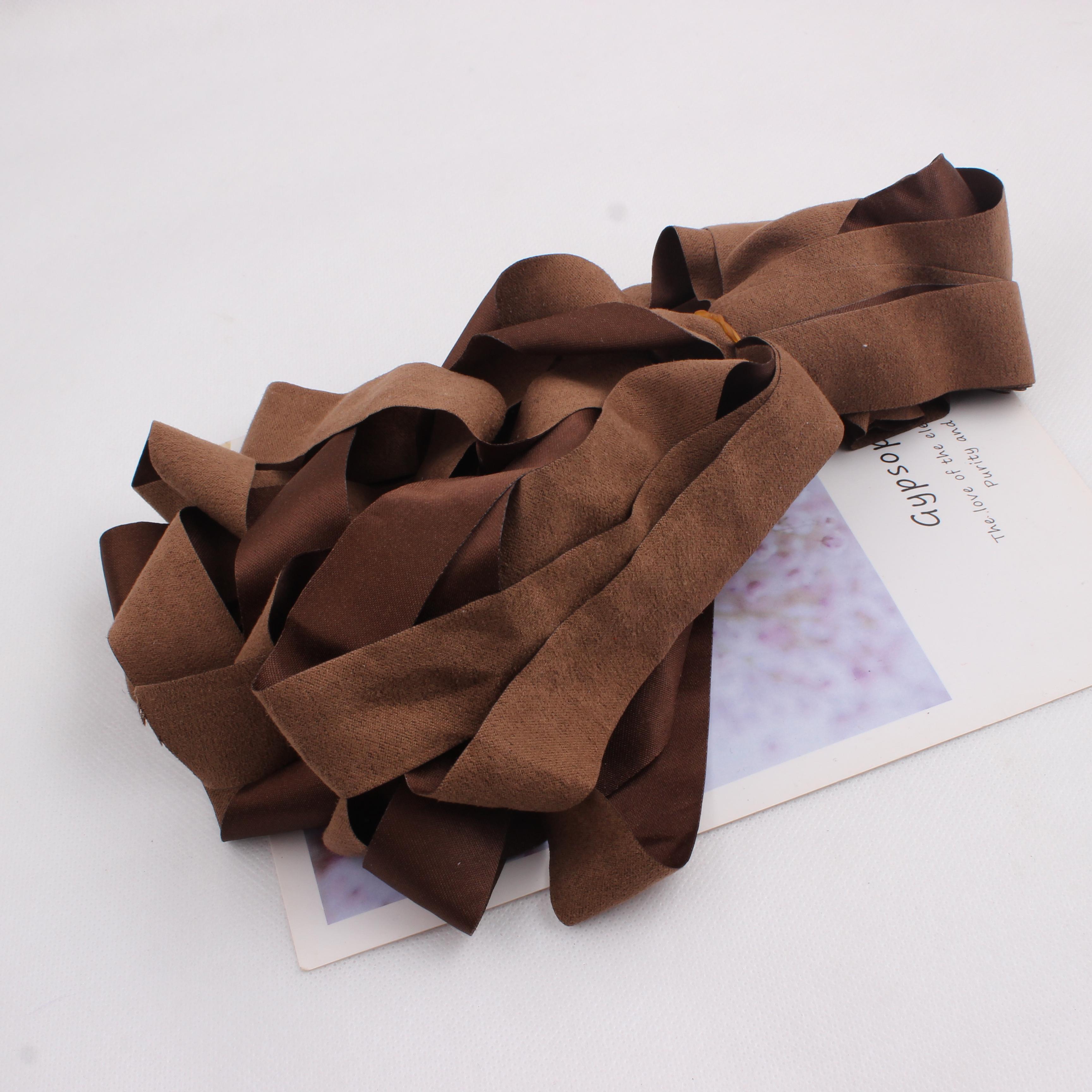 仿麂皮绒包边带棉服装饰带