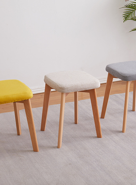 北欧实木餐桌凳软布艺梳妆凳简约现代时尚化妆凳餐桌方凳子高椅子