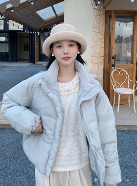MOBAI默白 小立领白鸭绒羽绒服女冬季保暖休闲小个子短款外套