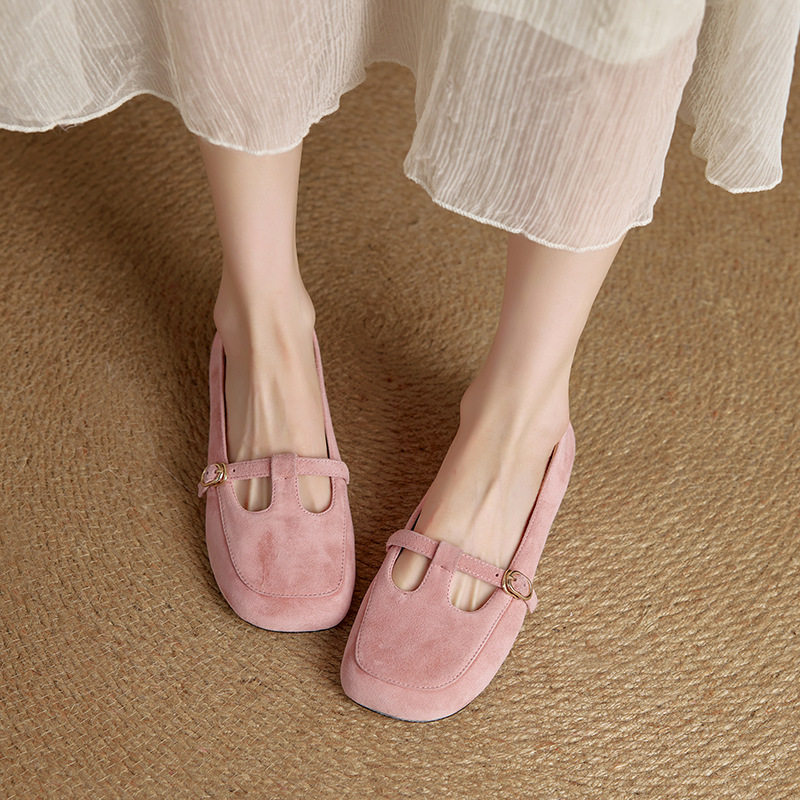 2025复古夏季可爱丑萌大头超软平底粉色玛丽珍女鞋绝美配裙子单鞋