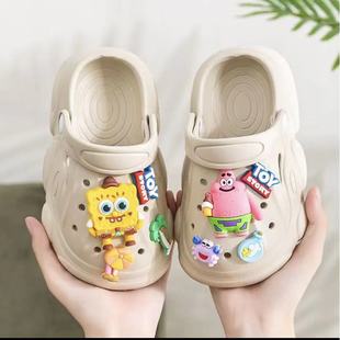 爆款海绵宝宝儿童洞洞鞋亲子拖鞋新款家居男孩女童宝宝室内防滑
