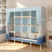 简易布衣柜实木实心耐用加固家用卧室出租房用布艺衣橱收纳衣柜子