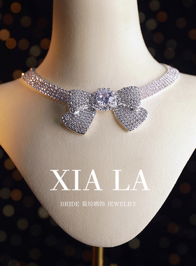 夏拉水钻女蝴蝶结项链