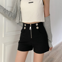 實拍實價西裝高腰工裝短褲女2021新款夏季韓版小個子甜辣風休閒