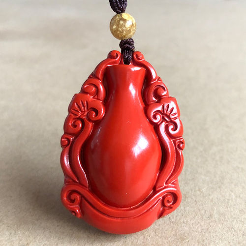 高含量朱砂净花瓶男女挂件固姻缘旺夫妻如意瓶项链吊坠结婚宝瓶