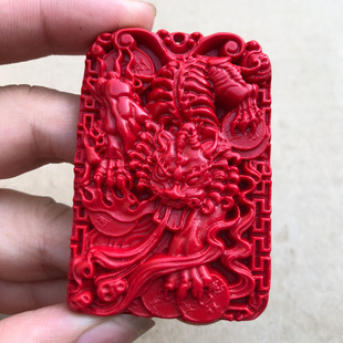 朱砂红貔貅麒麟吊坠 睚眦吞金兽朝天吼项链男女随身吐财钥匙挂件