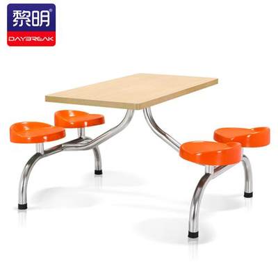 餐桌椅连体食堂不锈钢架餐桌椅学校企业饭堂桌椅一桌四椅