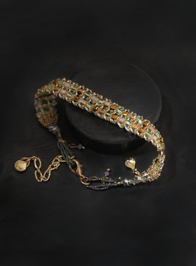 绿色珠子手链个性时尚复古高级感