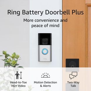 美国代购Ring Battery Doorbell Plus门铃摄像头彩色夜视双方通话