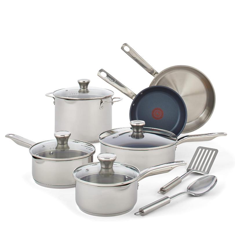 美国购T-fal Platinum Stainless Steel Cookware Set 不锈钢锅具