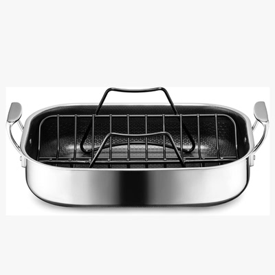 美国代购HexClad Hybrid Nonstick Roasting Pan 不锈钢不粘烤盘