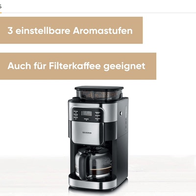 德国代购Severin Coffee Machine Grinder KA 4810带磨豆器咖啡机