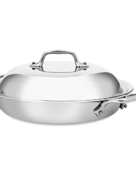美国代购ALL-CLAD Sear & Serve Skillet D3 不锈钢炒锅煎锅带盖