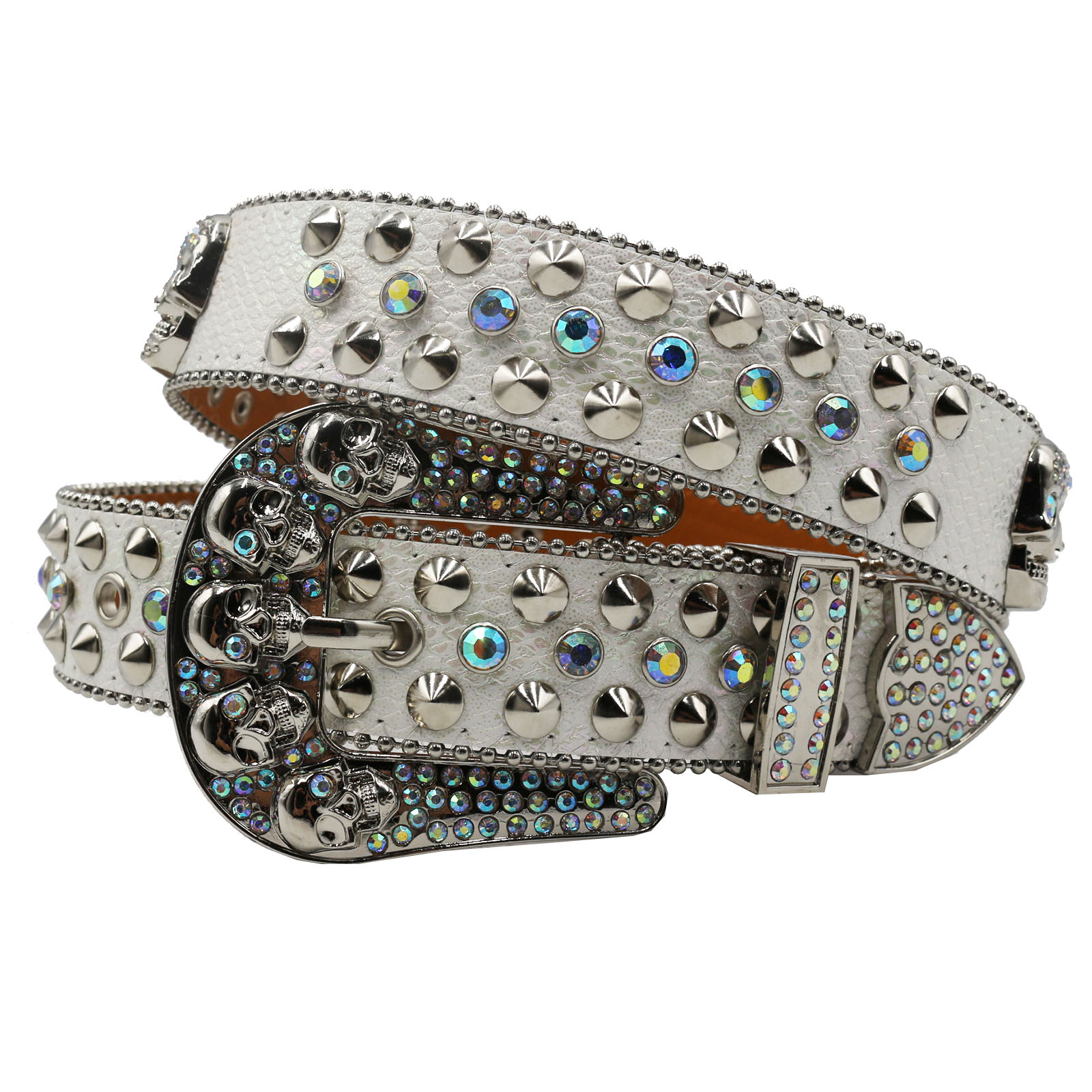 Rapper说唱骷髅水钻铆钉皮带男女通用骷髅腰带潮流百搭