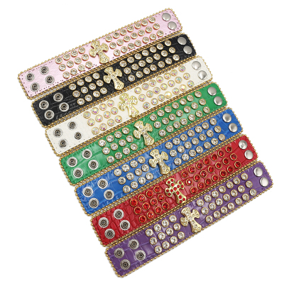 潮流朋克风Drip水钻十字手环 欧美Rapper说唱嘻哈手环 男女通用