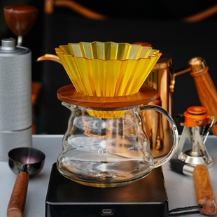 手冲咖啡树脂折纸滤杯日式V60透明滴漏过滤式套装耐热滤纸杯托