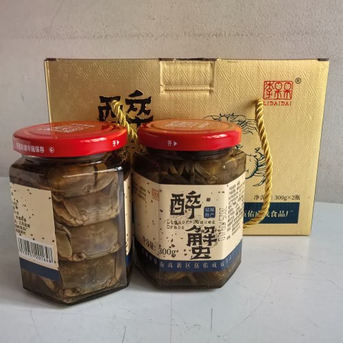 盐城特产伍佑李氏醉小蟹300g×2瓶即食鲜美可口好味道馈赠佳品