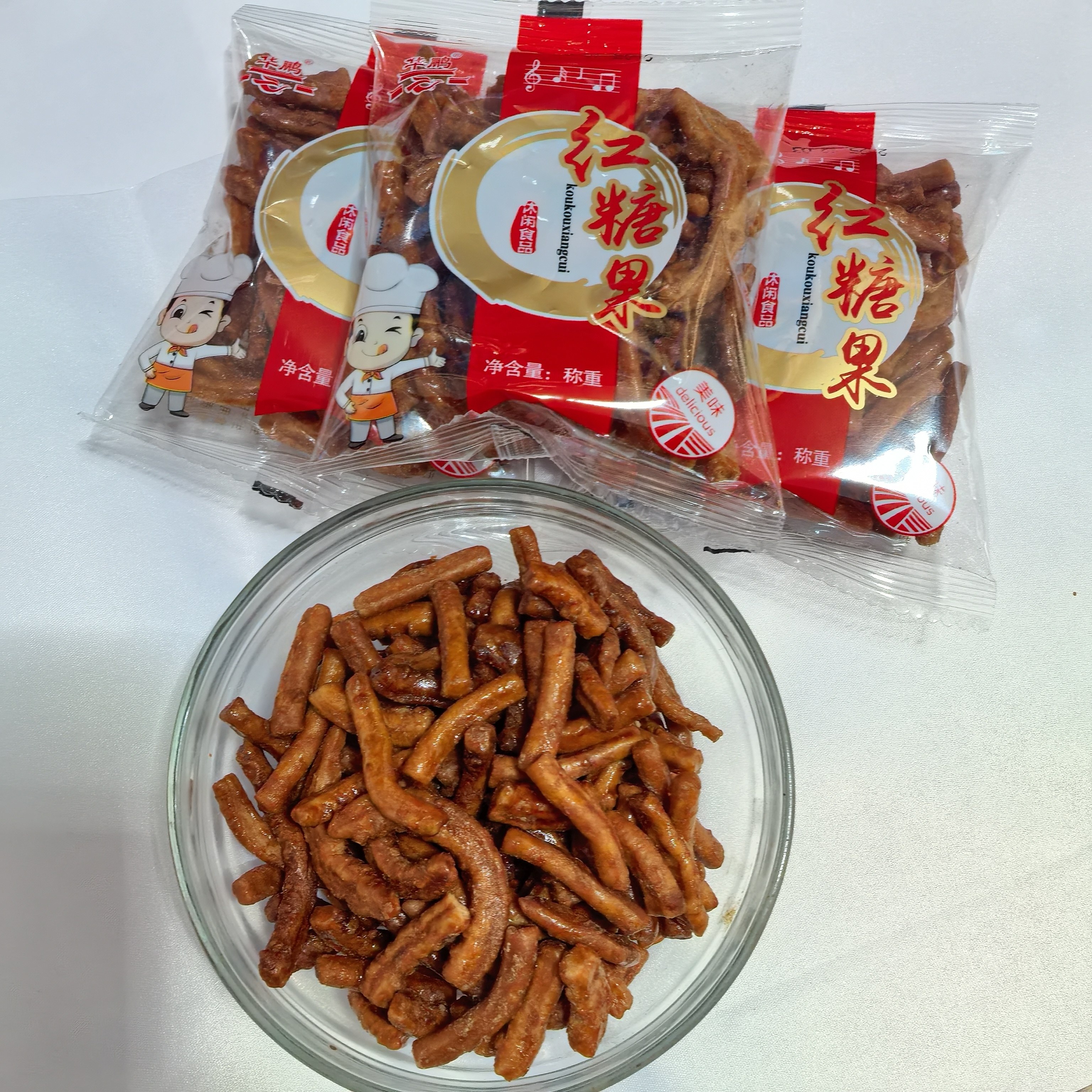 盐城特产阜宁华鹏红糖果子老式果子传统点心手工麻花红糖果子散装