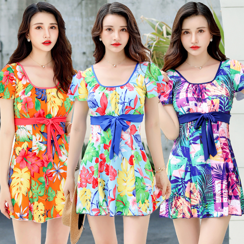 泳衣女保守中老年妈妈显瘦遮肚大码分体中年妈妈款游泳衣温泉泳装