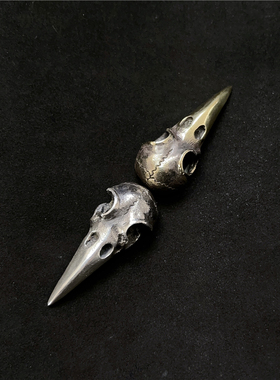 千银厚果男女925银头骨乌鸦吊坠