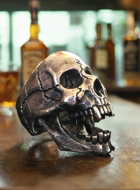 原创重金属骷髅925银订做戒指