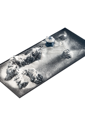 新中式创意沙盘雪山枯山水造景玄关酒柜办公室禅意假山装饰品摆件