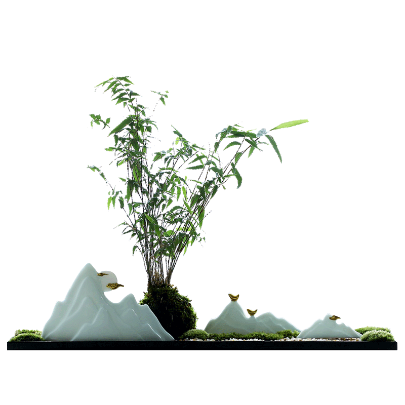 泥无界高白玉瓷假山摆件