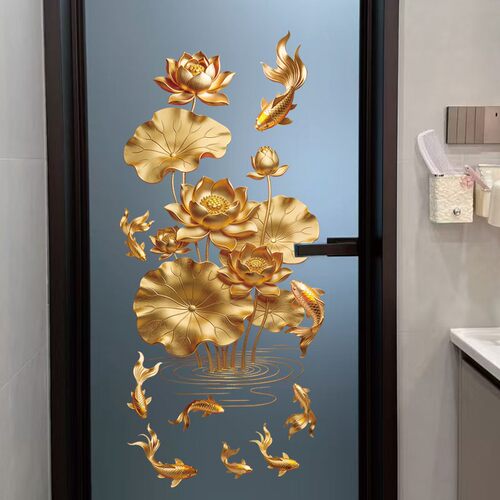 荷花锦鲤净秽静电贴中式风